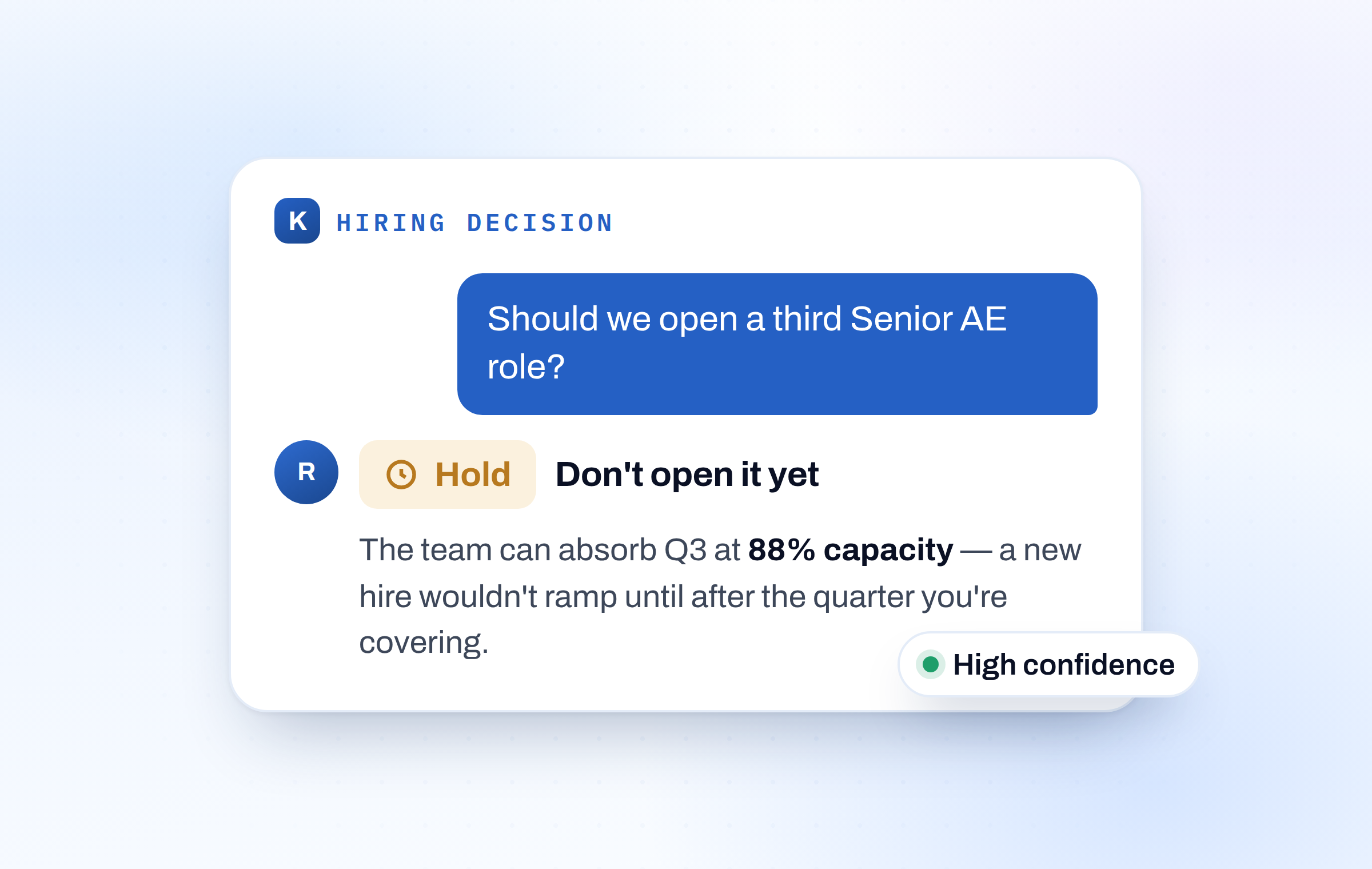 Decide to hire: Whether the role should open at all
